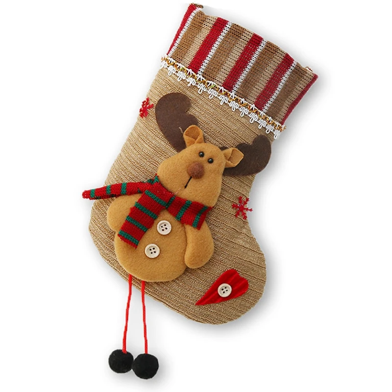 Рождественские чулки для подарков тканевые носки с изображением Санта-Клауса