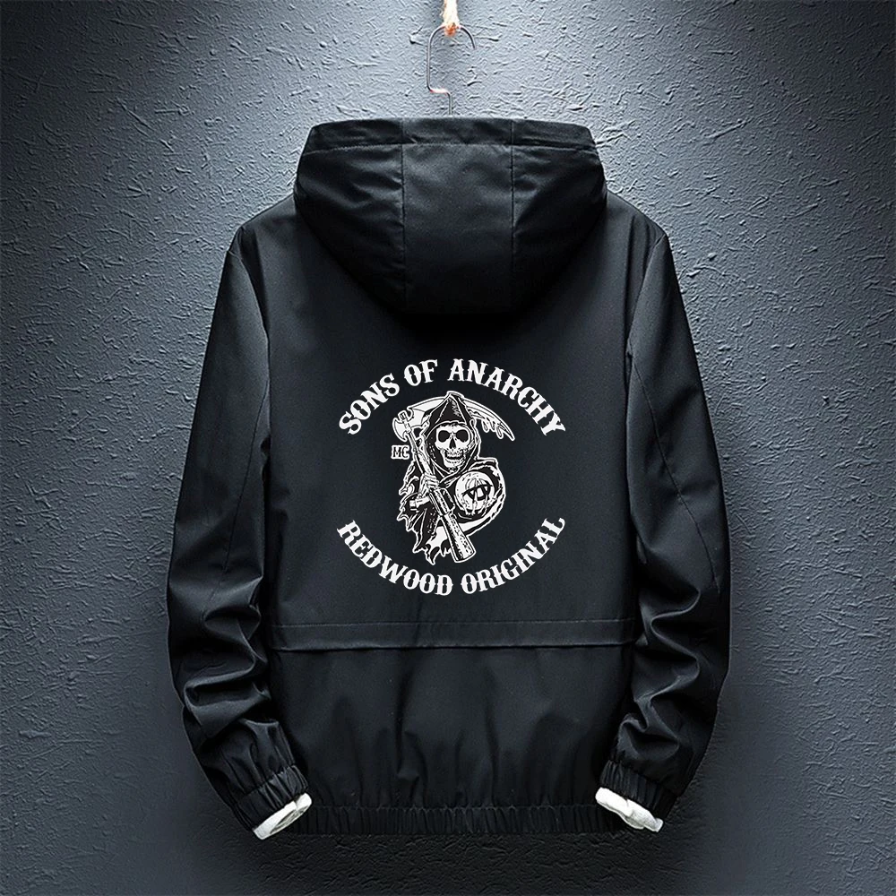 

2021 Sons Of Anarchy Hoodies SOA Splice Windbreaker rainproof Harajuku Jackets Zipper Man's SAMCRO Casual Coats Summer Tops