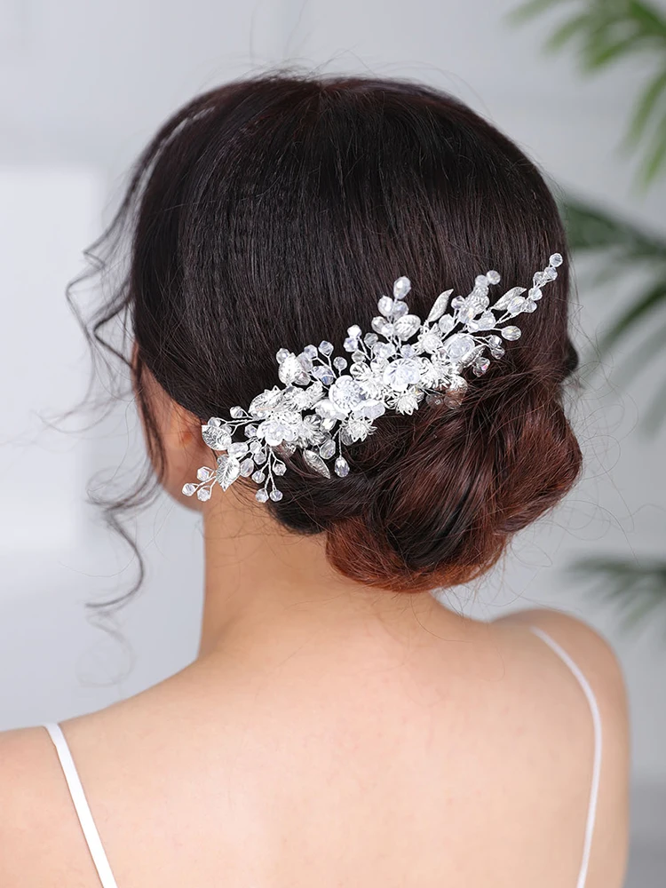 Свадебные Элегантные аксессуары для волос Серебряный цветочный гребень