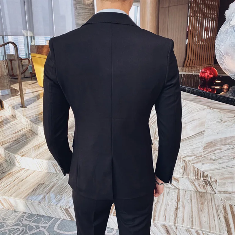 

(Jackets+Vest+Pants) 2020 Brand clothing High quality pure cotton Men business Blazers/Male slim fit groom dress suits S-3XL