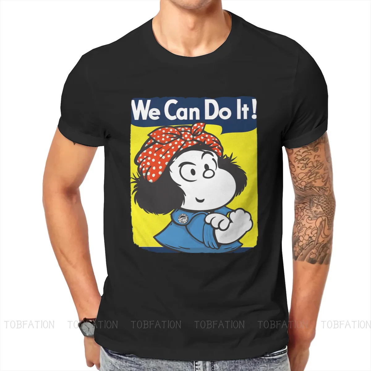 

We Can Do It Mafalda Quino Comics Manga Girl Tshirt Top Cotton Oversized Ofertas Men's Clothes Casual Men T shirt