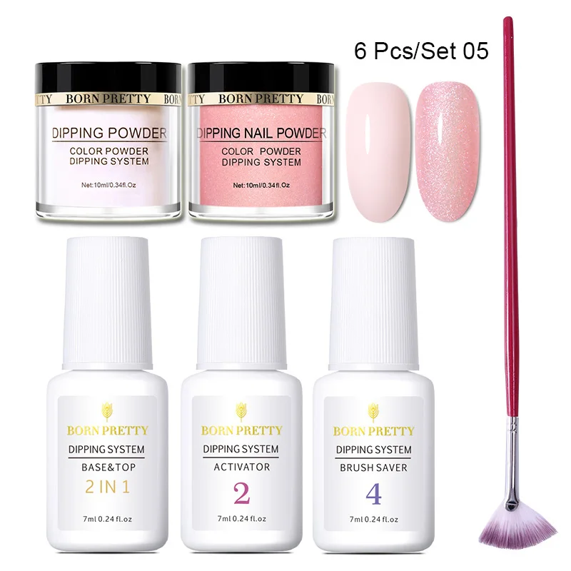 6PCS Set 5 BORN PRETTY База гель Топ натуральный сухой активатор защита Кистей Для Dip ногтей порошок системы Маникюр Dip ногтей силы набор - Цвет: 6PCS Set 5