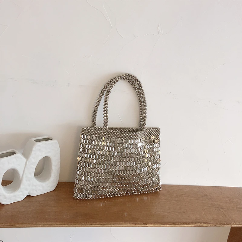 

Silver Beads Environmental Electroplated Plastic Beads Women Hand Bag Any Color Can Be Customized