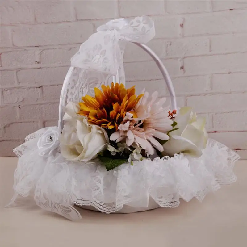 1 шт. свадебная корзина сатиновая кружевная Хрустальная со стразами для