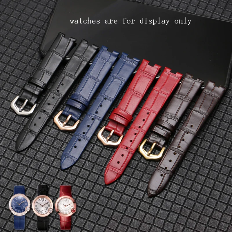 

Thin leather strap 12x5mm 14x5mm 16x5mm black red Bracelet notch interface, suitable for wgbl005 series female strap