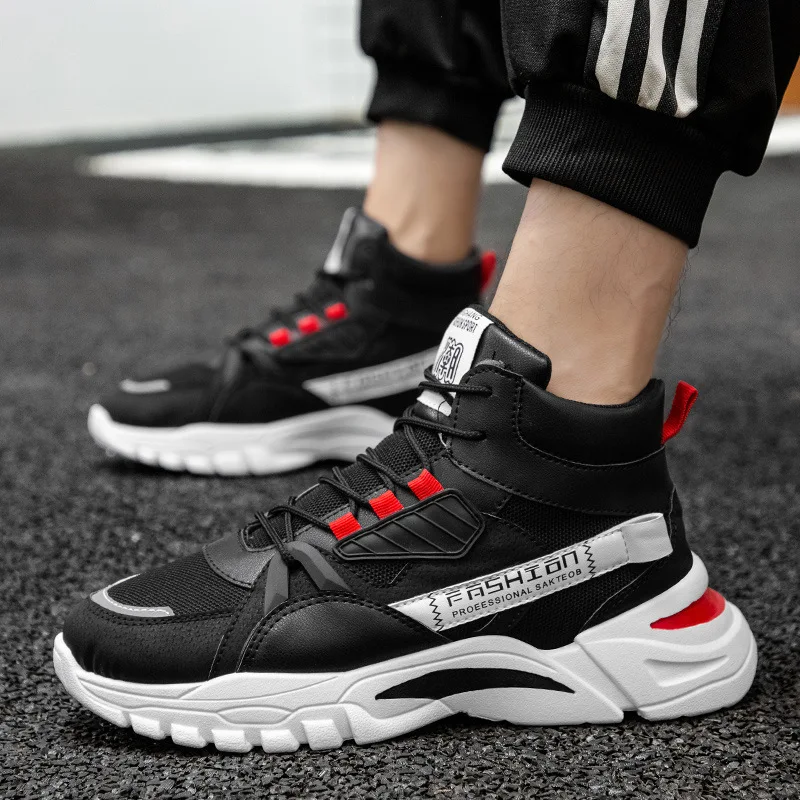 

Men's Spring Autumn Fashion Leisure Casual Shoes Mesh Fabric Lightweight Hiking Walking Running Sport Sock High-top Sneakers