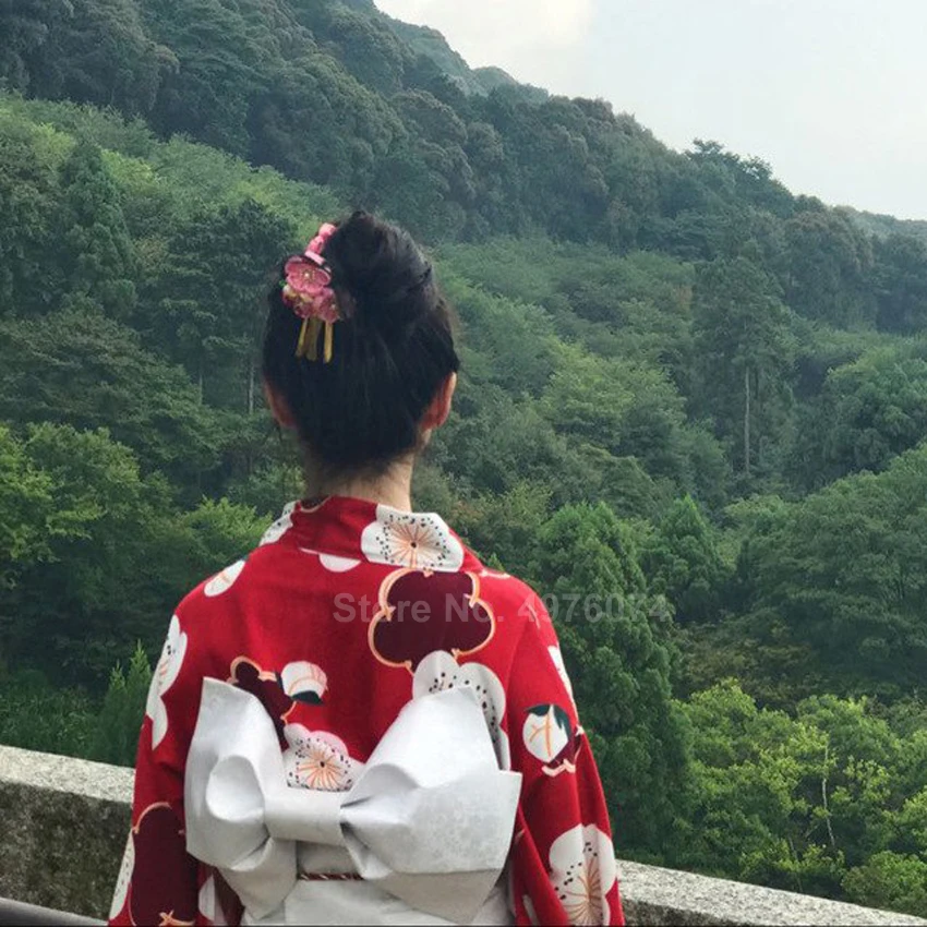 Цветочное традиционное японское кимоно платье для женщин женское мягкое