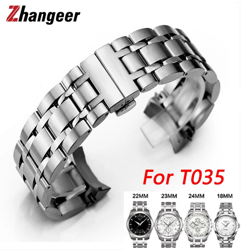 

Твердый ремешок из нержавеющей стали для Tissot T035 Сменные ремни 18 мм 22 мм 23 мм 24 мм T035617 T035439A браслет с инструментом