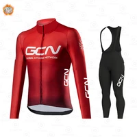 2022 new gcn warm winter thermal fleece cycling clothing suit outdoor riding bike mtb clothing bib pants cycling jersey set