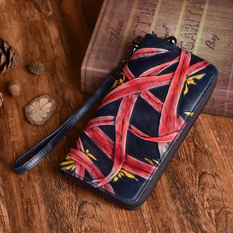 Новинка 2020 женские кошельки длинный бумажник из натуральной кожи с тиснением