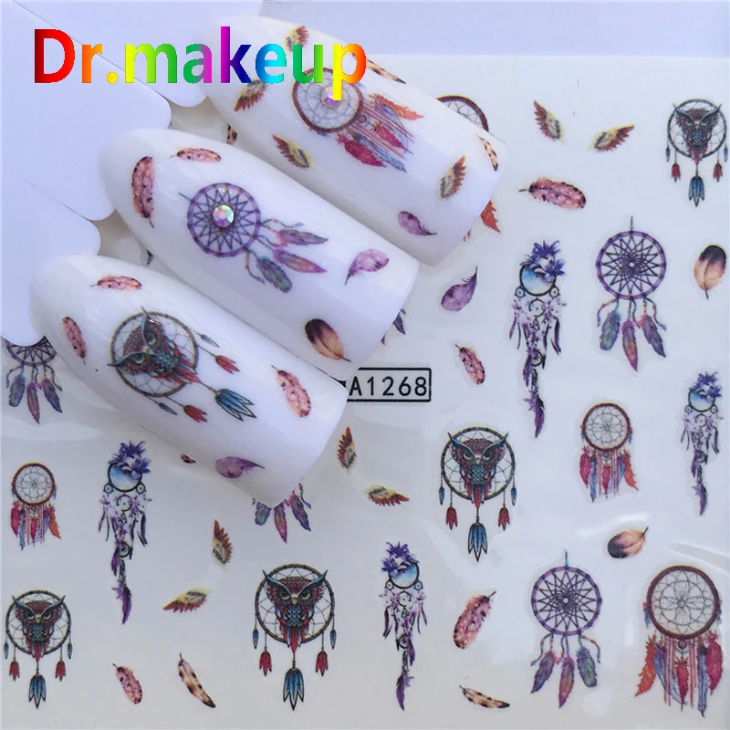 Dr. makeup 1 лист 3D Ловец снов переводные наклейки для ногтей Сделай Сам перо бабочка