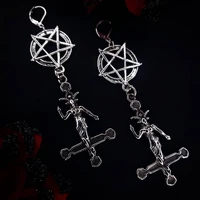 goth inverted pentagram pendant with baphomet earringswomens mens gothic jewelrypunk occult jewelry