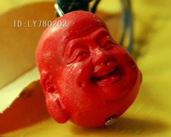 Голова Будды резной киннабар Тибетский буддистский кулон|Подвески| |