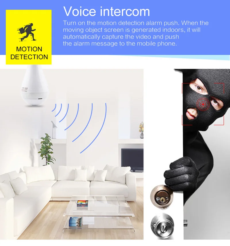 Беспроводная панорамная домашняя камера видеонаблюдения 960P Wi Fi IP 360 градусов