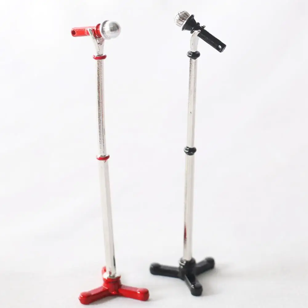 

Alloy Lovely Mini Microphone Holder Toy Model Smooth Surface Miniature Microphone Rack Lightweight for Home