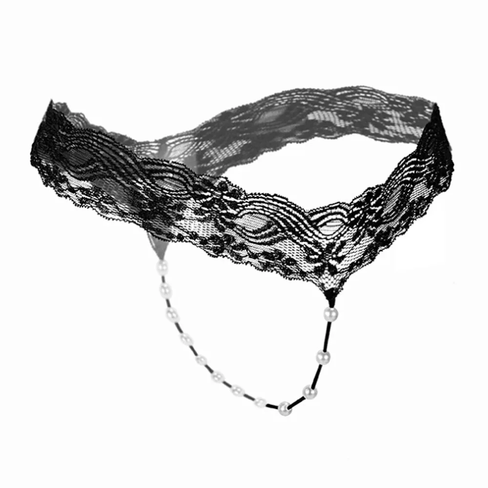 Sexy Women Pearl G-string Underwear Lace Rope Thongs Hollow Panties Ladies Intimates Elastic Underpants String Femme | Тематическая