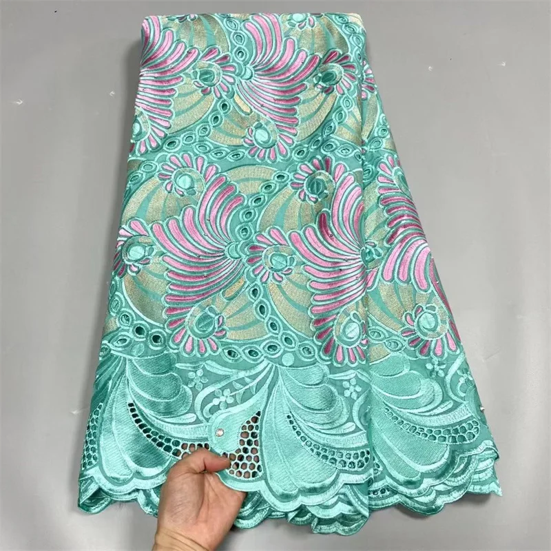 

Швейцарская Ткань 5 ярдов, новейшая вышивка из тяжелых бусин, африканская вуаль из 100% хлопка, кружево, популярный Дубайский стиль для свадеб...