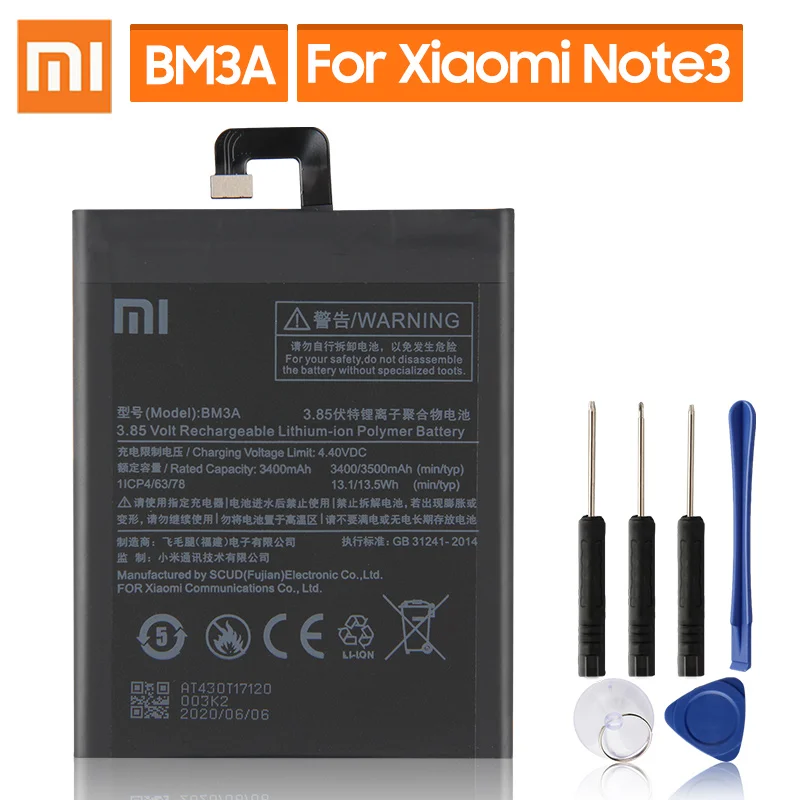 Оригинальный аккумулятор BM3A для Xiaomi Mi Note 3 3400 мАч | Мобильные телефоны и
