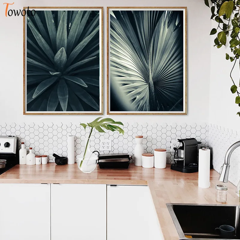 Растительный принт тропический зеленый постер холст живопись современная