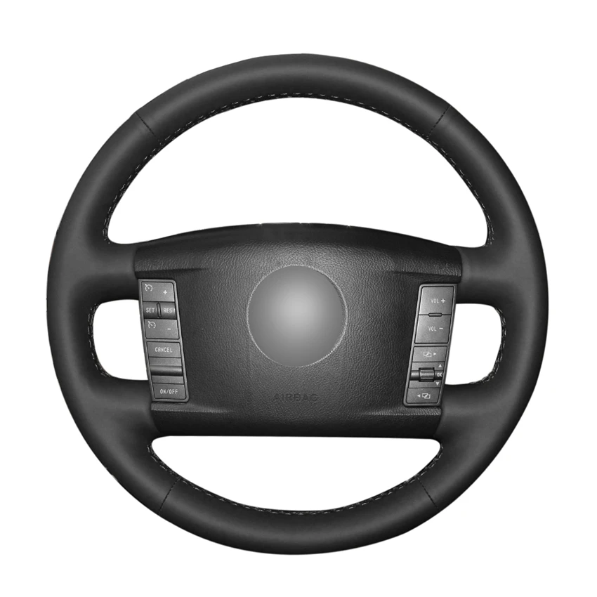 Крышка рулевого колеса для Volkswagen VW Touareg Phaeton 2002 2003 2004 2005 2006 2010 черного цвета | Чехлы на руль -4000143167696