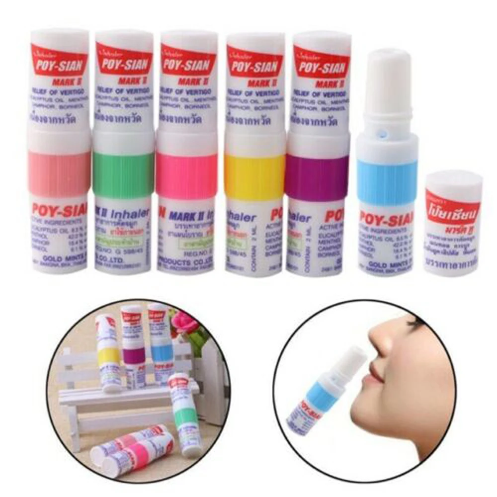 

Thailand Nasal Inhaler Poy sian Mark 2 Herbal Nasal Inhaler Poy Sian Stick Mint Cylinder Oil Brancing Breezy Asthma