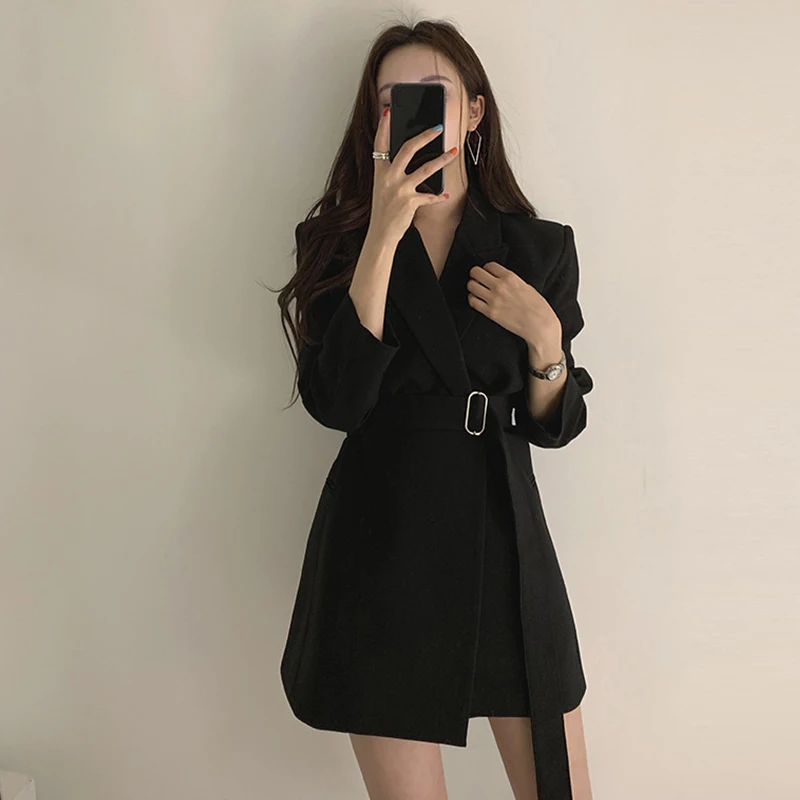 

Fall Clothes For Women Internet Celebrity Small Suit Mid Length Retro Belt Korean Style 2021 Casual Temperament Ins Suit Jackets