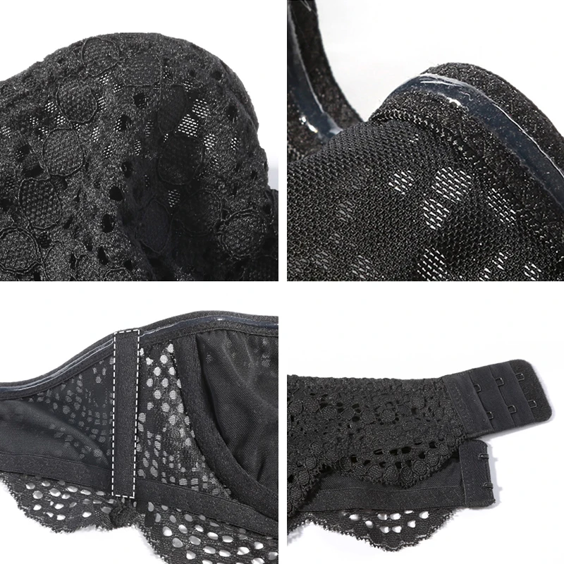 

Balconette Top Bra Wthout Straps For Women Sexy Lingerie Ultra Thin Comfortable Backless Half Cup Lace Strapless Brassiere Black