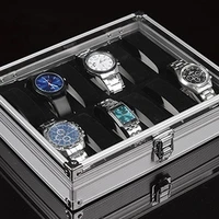 useful 612 grid slots jewelry watches aluminium alloy display storage box case