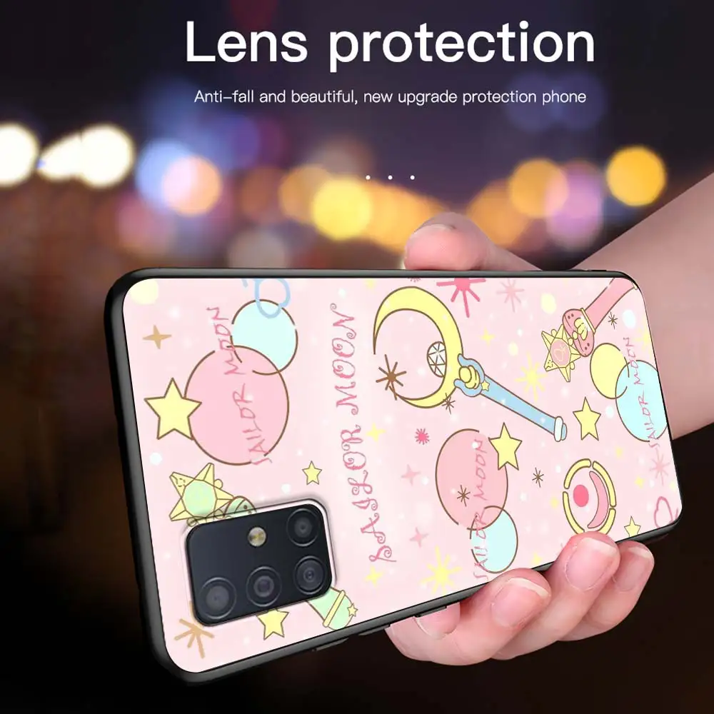 

Sailor Moon Anime Foldable Case For Samsung Galaxy A51 A71 A21s A31 M31 A12 A41 A11 A42 5G M51 M30s Casos Black Phone Fundas