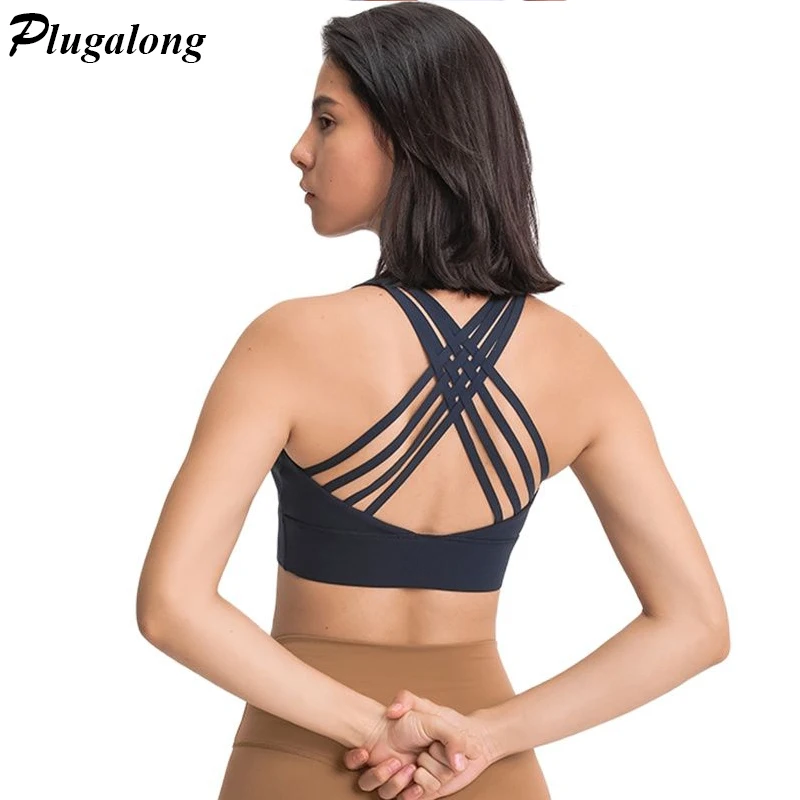 

Criss Cross Sports Bra For Women Gym Clothings Yoga Tops For Fitness Sportswear Vests Underwear Bralette Without Frame Summer