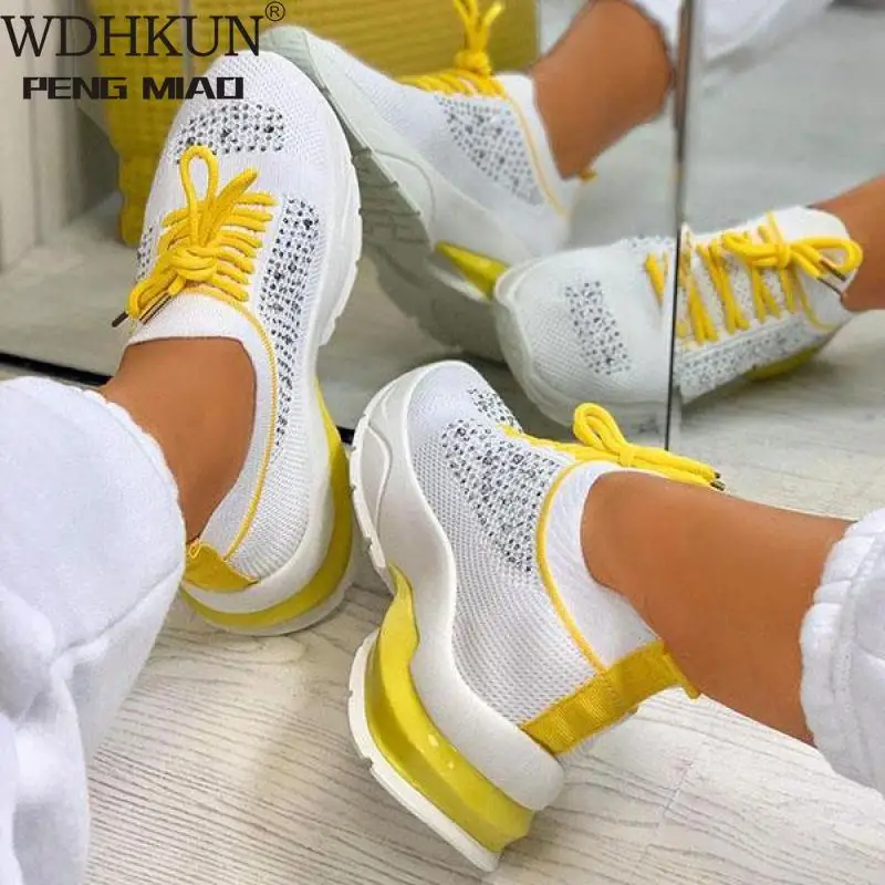 

Кроссовки женские на платформе, Вулканизированная подошва, повседневные однотонные, для бега, весна-лето 2021