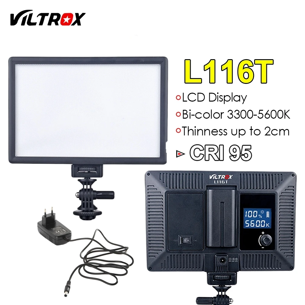 Viltrox L116T Камера светодиодный видео светильник ЖК-дисплей Дисплей Bi-Цвет и