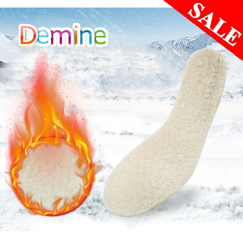 

Demine Wool Warm Insoles for Women Men Winter Shoes Inserts Snow Boots Soft Fur Thermal Shoe Pads Sheepskin Heated Insoles