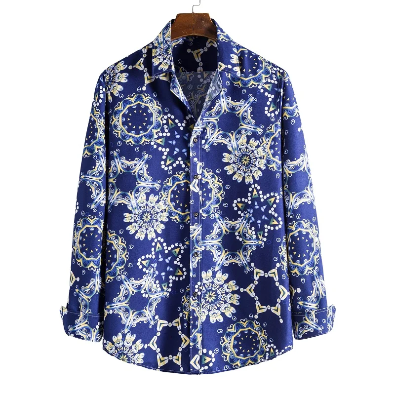 Men's shirt for men clothing social male Blouse Hawaiian long sleeve cardigan blouses and button up Luxury man wholesale 2021