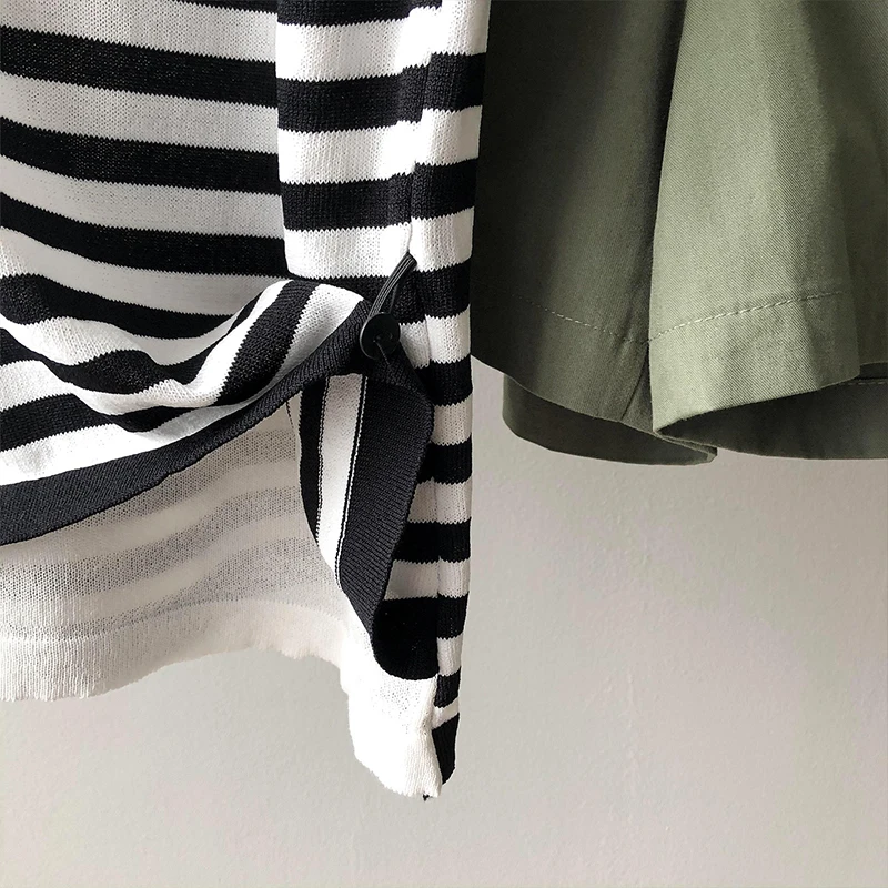 

swiftmovement woman tshirts Loose t shirts summer fashion Fake two stripe V-neck Ice silk Casual women clothing