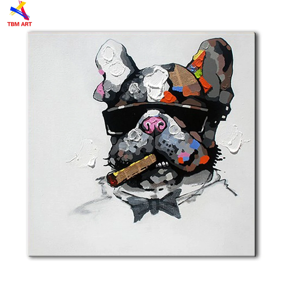 

Творческий щенок пос Ручная роспись Современная Абстрактная живопись маслом на холсте Wall Art для дома Гостиная украшения CT032