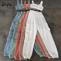 giyu shorts sets 2 piece set women crop top pants set 2021 summer autumn casual sport set women clothing two piece set tracksuit
