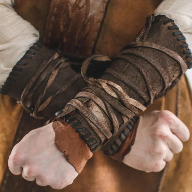 Medieval Viking Pirate Cosplay Leather Armor Arm Warmer Men Warrior Knight Gauntlet Bracer Steampunk Costume Accessory For Larp |