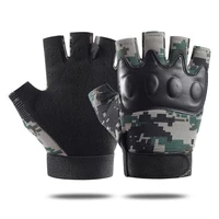 black pu leather camouflage tactical gloves fingerless mittens army military riding anti cutting fightingtraining gloves