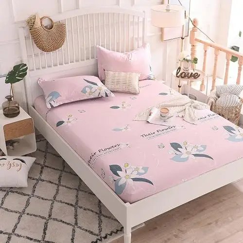 53 New Product 1pcs Cotton Printing bed mattress set with four corners and elastic band sheets - Цвет: naxiehuaerfen