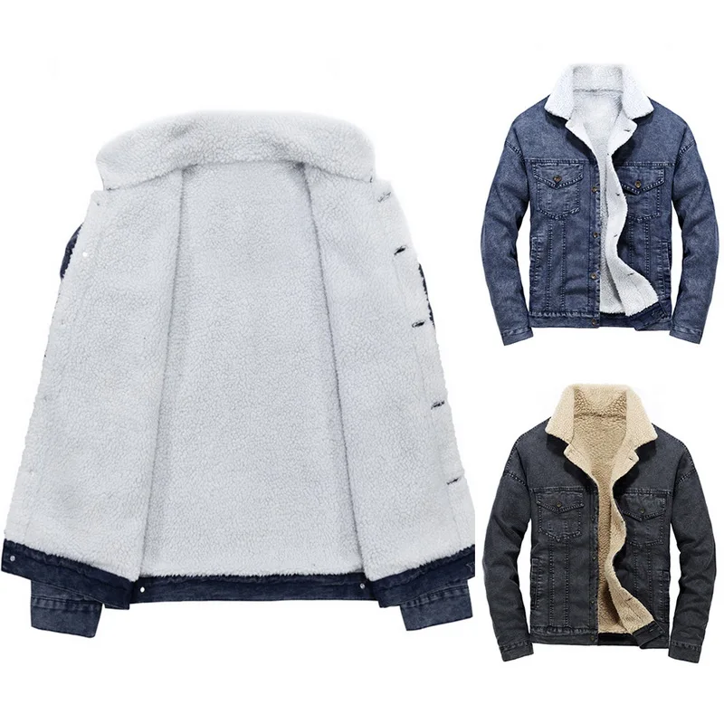 CYSINCOSFashion зимняя мужская куртка и пальто теплая флисовая джинсовая модные мужские