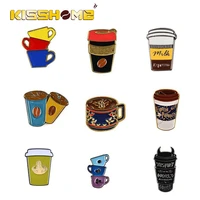 creative cartoon coffee cup badge enamel coffee milk mugs pot brooch pin cafe personality jewelry barista friend gift wholesale