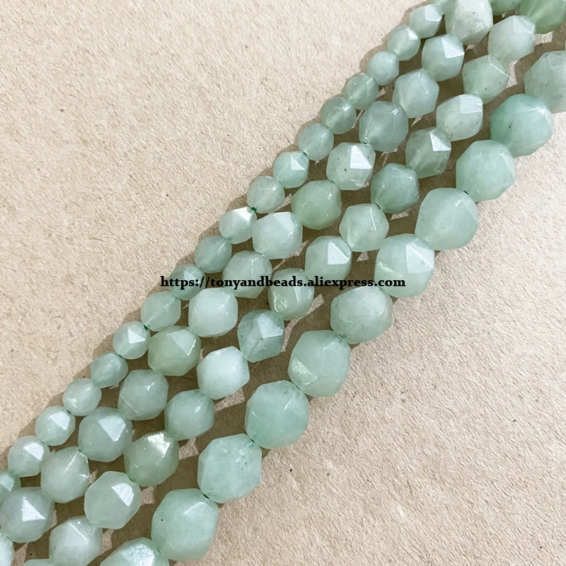 

15" Natural Stone Big Cuts Faceted Green Aventurine Round Loose Beads 6 8 10 mm Pick Size