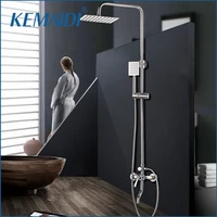 kemaidi chrome finish rainfall shower faucet set single lever bathtub shower mixer faucet storage shelf shower mixer water tap