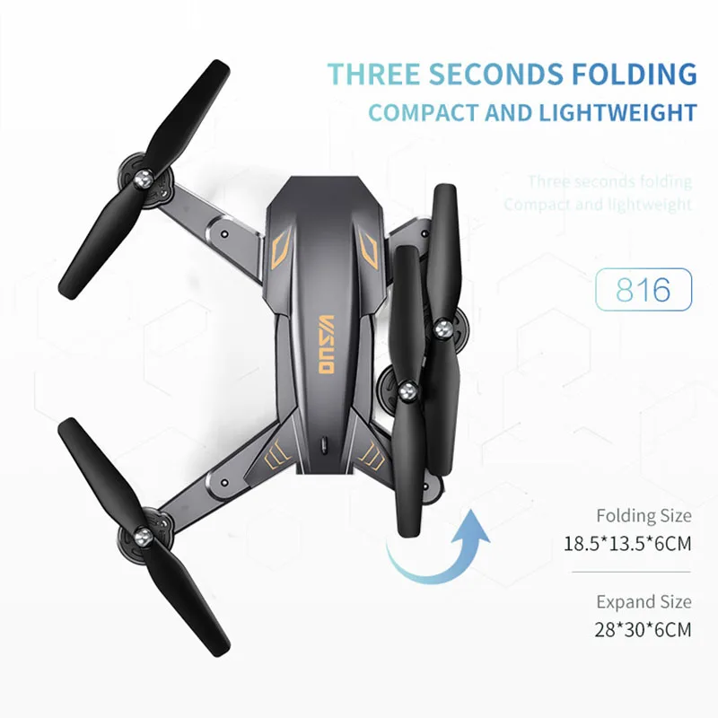 

Visuo XS816 RC Drone with 50 Times Zoom WiFi FPV 4K Dual Camera Optical Flow Quadcopter Foldable Selfie Dron with Camera