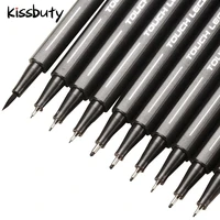 10pcsset pigment liner micron ink marker pen based brush markers different tip black fineliner sketching drawing pens stationer