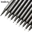 Пигментный лайнер, 10 шт.компл., Микронная чернильная маркерная ручка, кисть, маркеры с разным наконечником, черные тонкие набросок рисунок ручек, канцелярские принадлежности