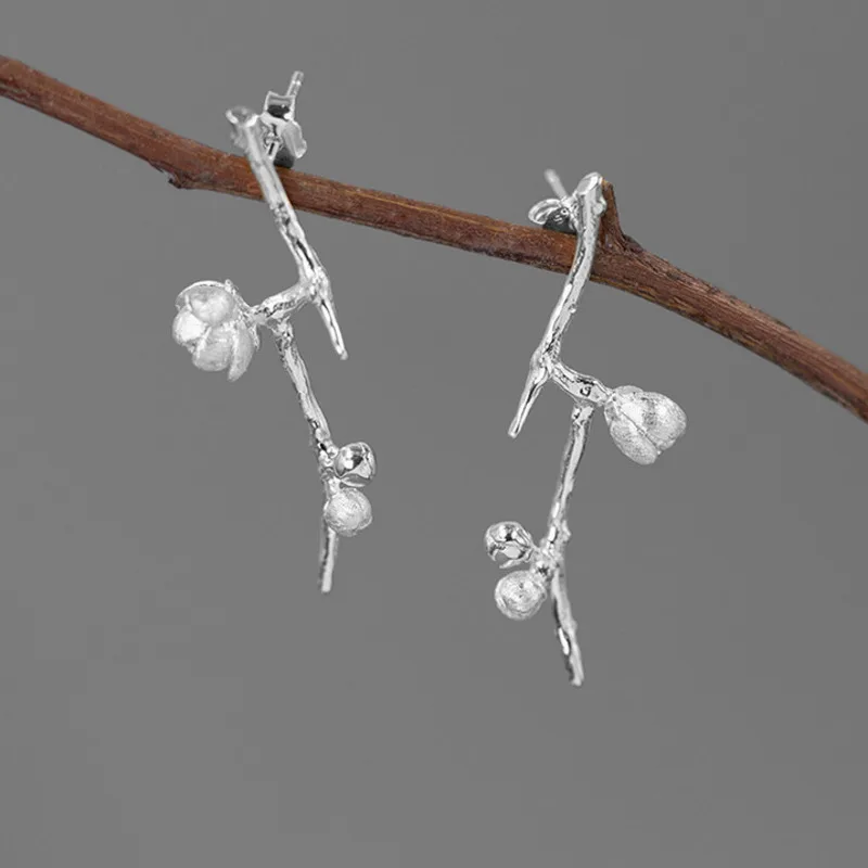 

925 пробы серебряные серьги, разветвленные цветы, свадебные украшения