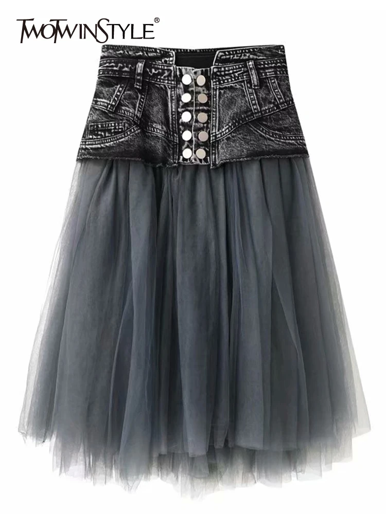 

Женская сетчатая юбка twotwin2, повседневная облегающая разноцветная юбка с высокой талией, осенний стиль, новинка 2021