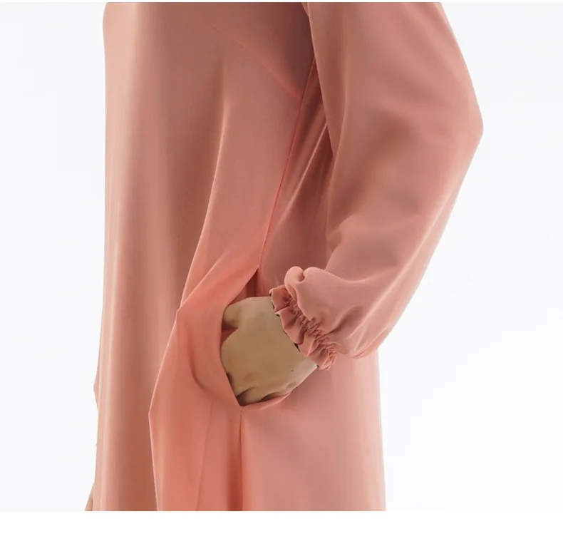 

Muslim Hijab Dress Wear on Both Sides Women Dubai Arab A-line Abaya Dresses with Pockets Turkish Kaftan Robe Islamic Clothing